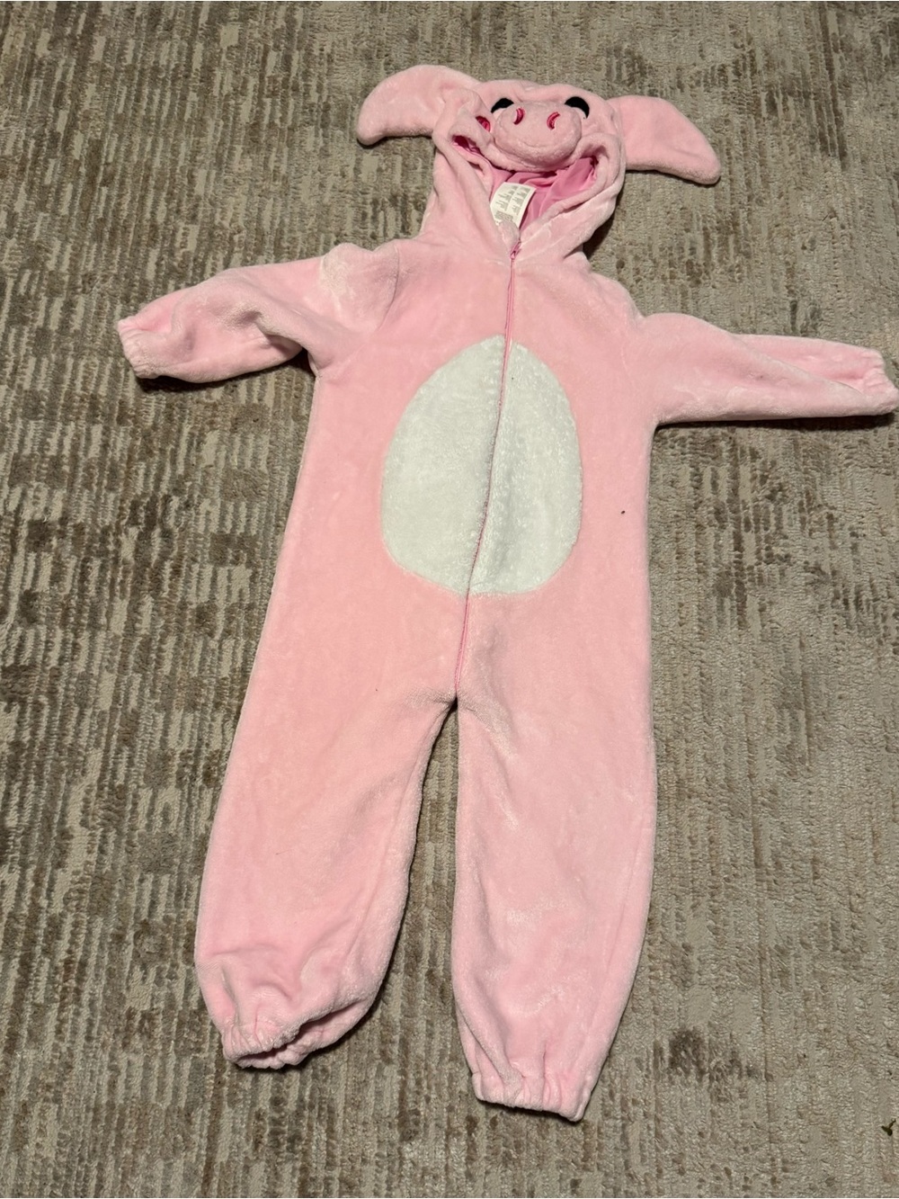 Pink Plush Piggy One-Piece Hooded Jumpsuit Costume for Kids